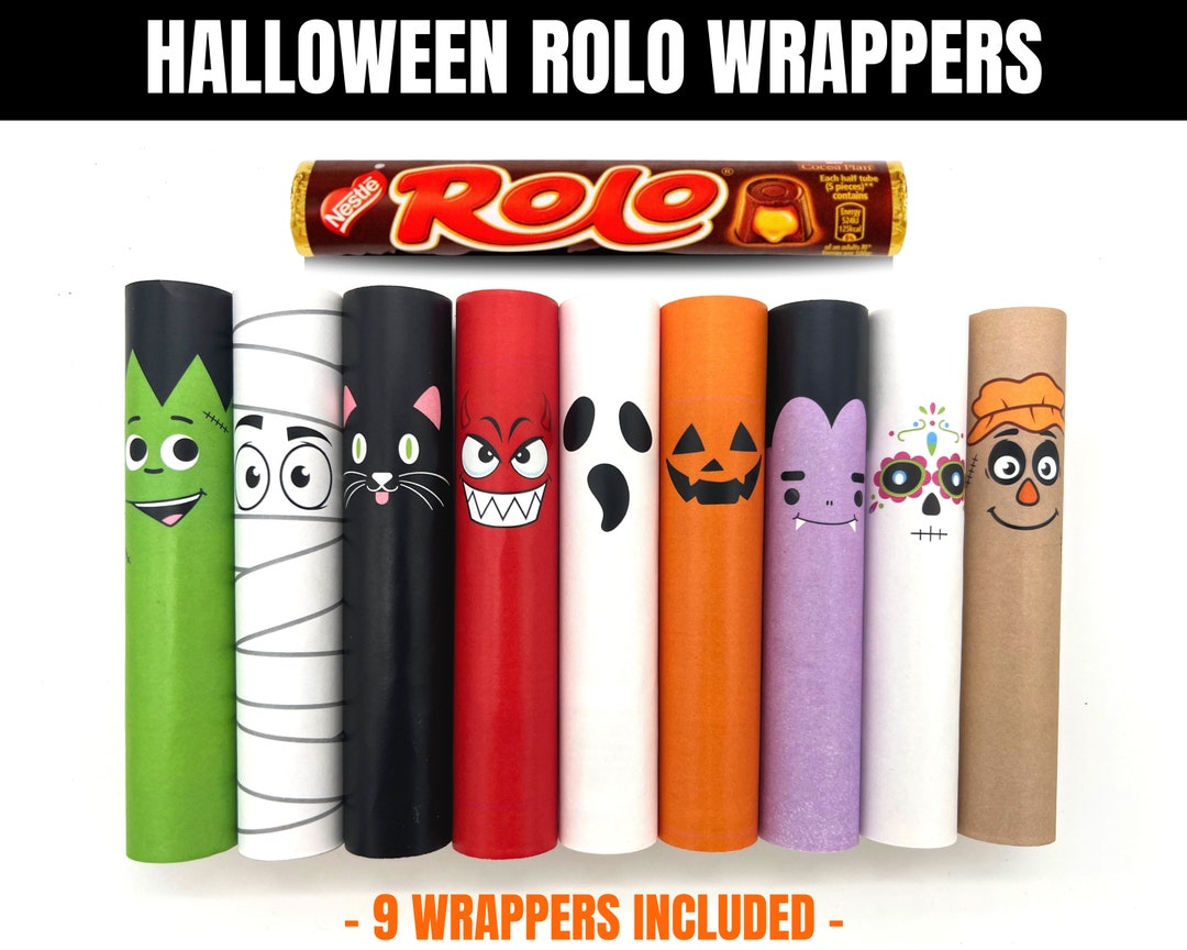 Halloween Rolo Wrappers, Printable Chocolate Candy Wrappers Halloween Parties, DIY Halloween ...