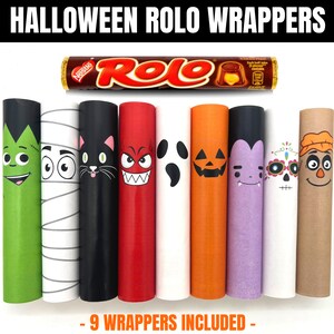 Halloween Rolo Wrappers, Printable Chocolate Candy Wrappers Halloween Parties, DIY Halloween ...