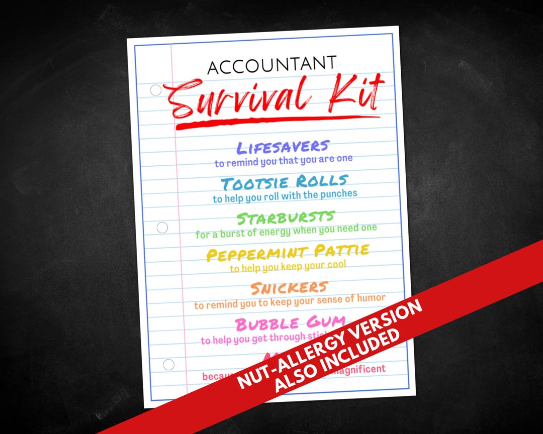 Accountant Survival Kit Gift Tags, CPA Appreciation Thank You, Tax ...