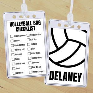 Insertion d'étiquette de sac de volleyball modifiable, étiquette personnalisée pour le nom de la liste de contrôle de l'équipement de volleyball, étiquette de sac à dos de sport pour écoles et clubs ou liste de colisage