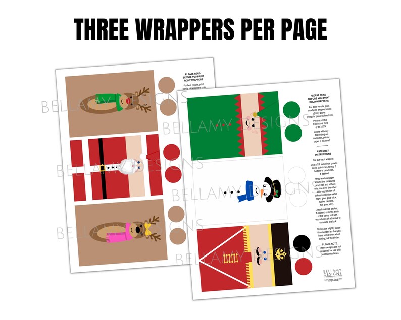 Christmas Candy Roll Wrappers, Printable Chocolate Wrappers Christmas