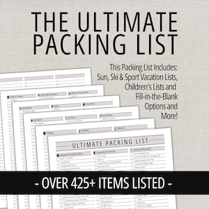 Ultimate Packing List, Printable Packing Planner List Planner, Vacation Packing Checklist, Organization Printable, Instant Download