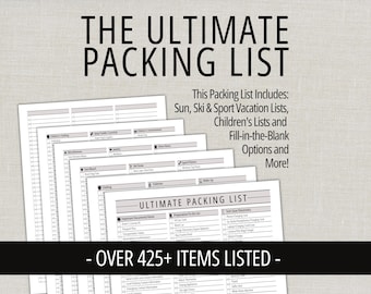 Ultimate Packing List, Printable Packing Planner List Planner, Vacation Packing Checklist, Organization Printable, Instant Download