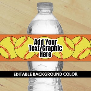 EDITABLE Water Bottle Labels, Custom Softball Birthday Party Favors, Personalized Labels for Game Day Goodie Bags, Water Bottle Wrappers