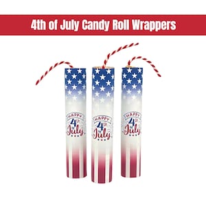 4 juli Candy Roll Firecracker Wrappers, patriottische Candy Bar Wrappers, rood wit blauw vuurwerk Independence Day goodiebag feestartikelen