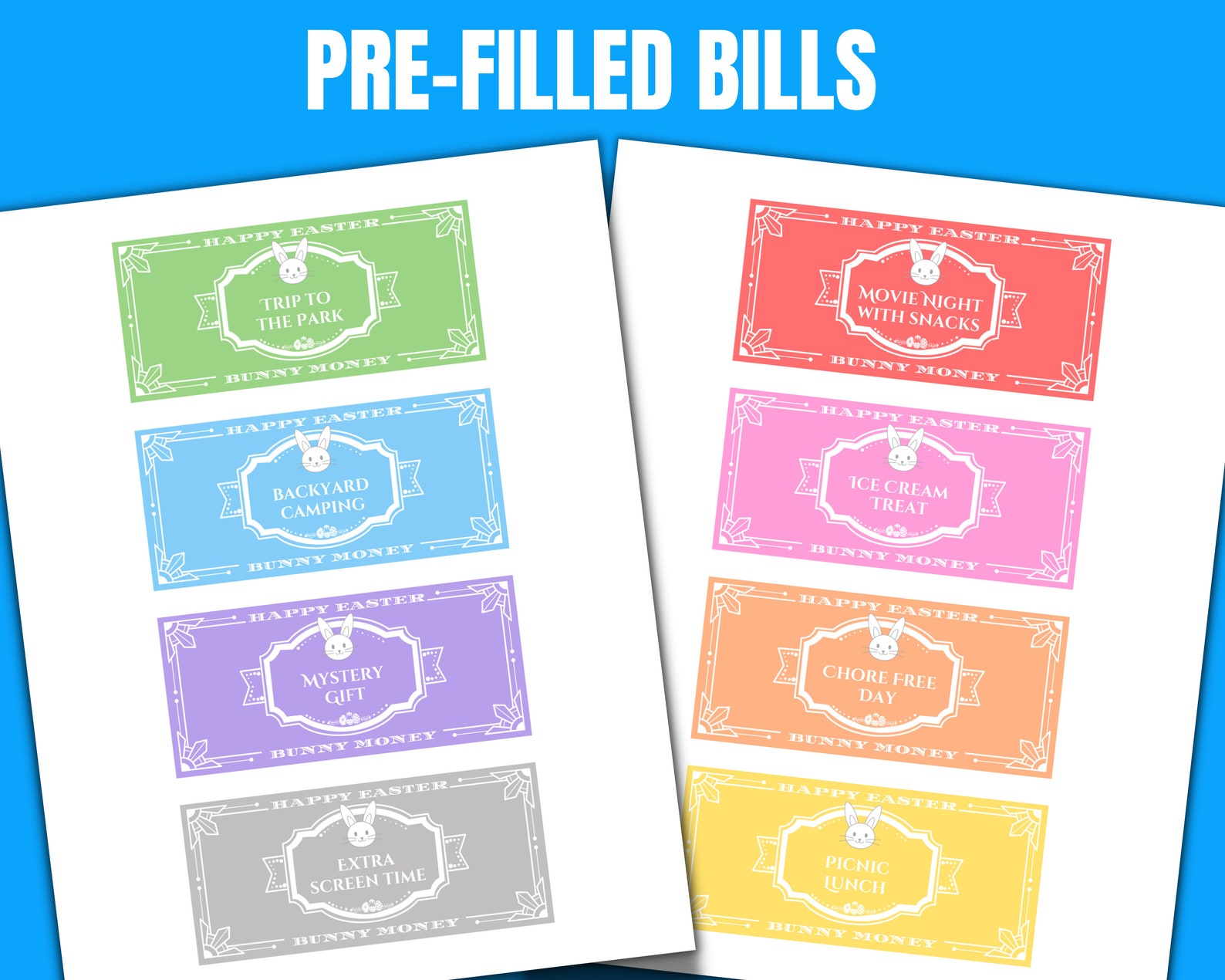 Easter Bunny Money Bunny Bucks Printable Cards Easter Coupon - Etsy