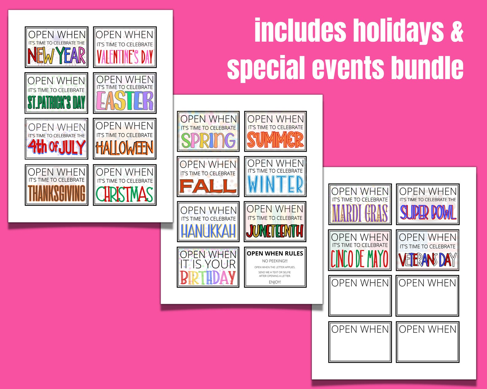 Open When Letters Printable Envelope Labels or Cards College - Etsy