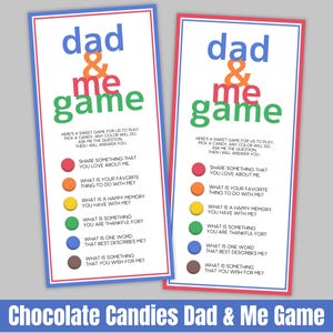 Jogo de pai e eu, cartão de jogo de doces de chocolate, etiqueta de saco de guloseimas para lembrancinhas de festa, atividade divertida para pai e filhos, etiquetas de presente de ideia de artesanato infantil faça você mesmo