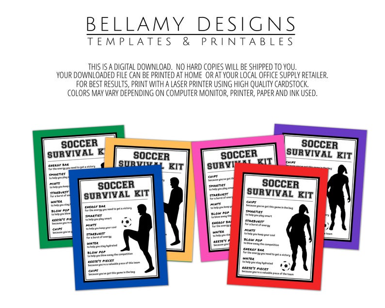 Editable Soccer Survival Kit Tags, Boys & Girls Soccer Game Day Treat ...