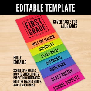 Back to School Stackable Pages Template, Meet The Teacher Flip Chart, Open House Booklet, Parent Night Handbook, Custom Stacking Sheets Book