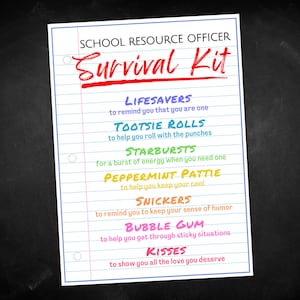 Etiqueta de presente do kit de sobrevivência do oficial de recursos escolares da SRO, cartão de agradecimento e agradecimento da SRO, ideia de presente para sacolas de brindes para quem está na área educacional