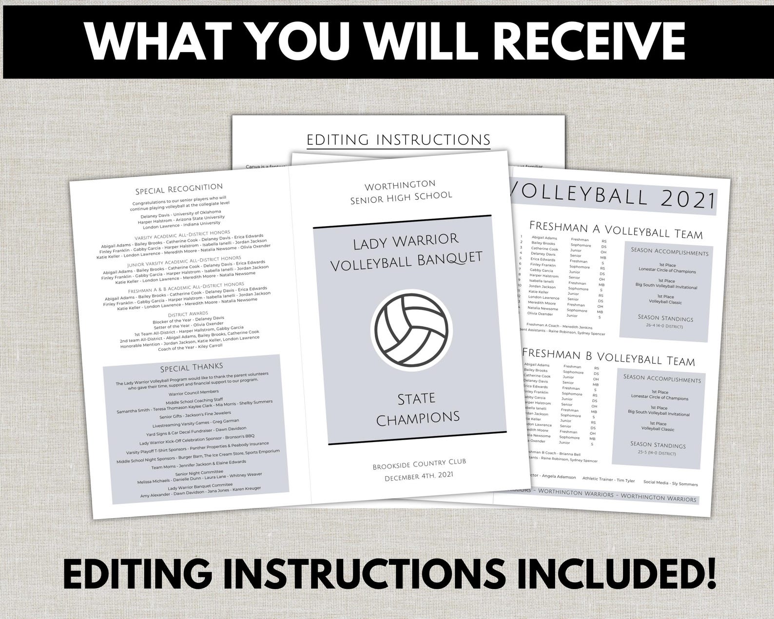 Fold Programs Bi-fold Program Template, Printable and Editable Folded Program ...
