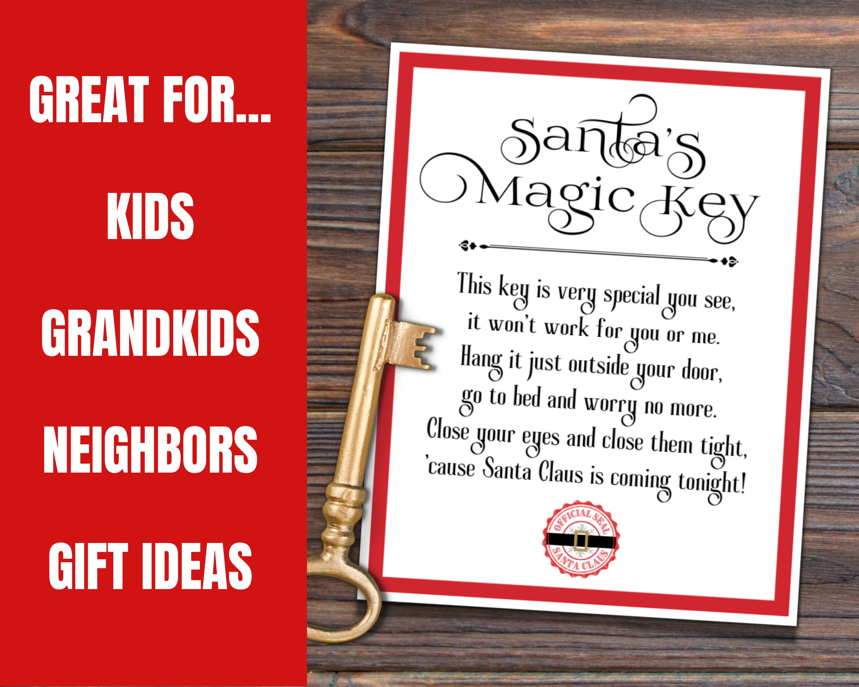 Printable Santa's Magic Key Poem Tag, Santa Key Tag, Party Gift