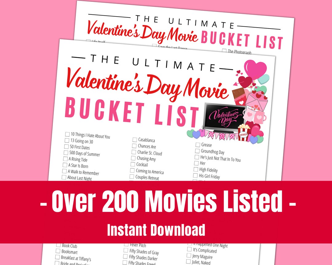 Valentine's Day Movie Bucket List Romantic Comedy Movie Etsy