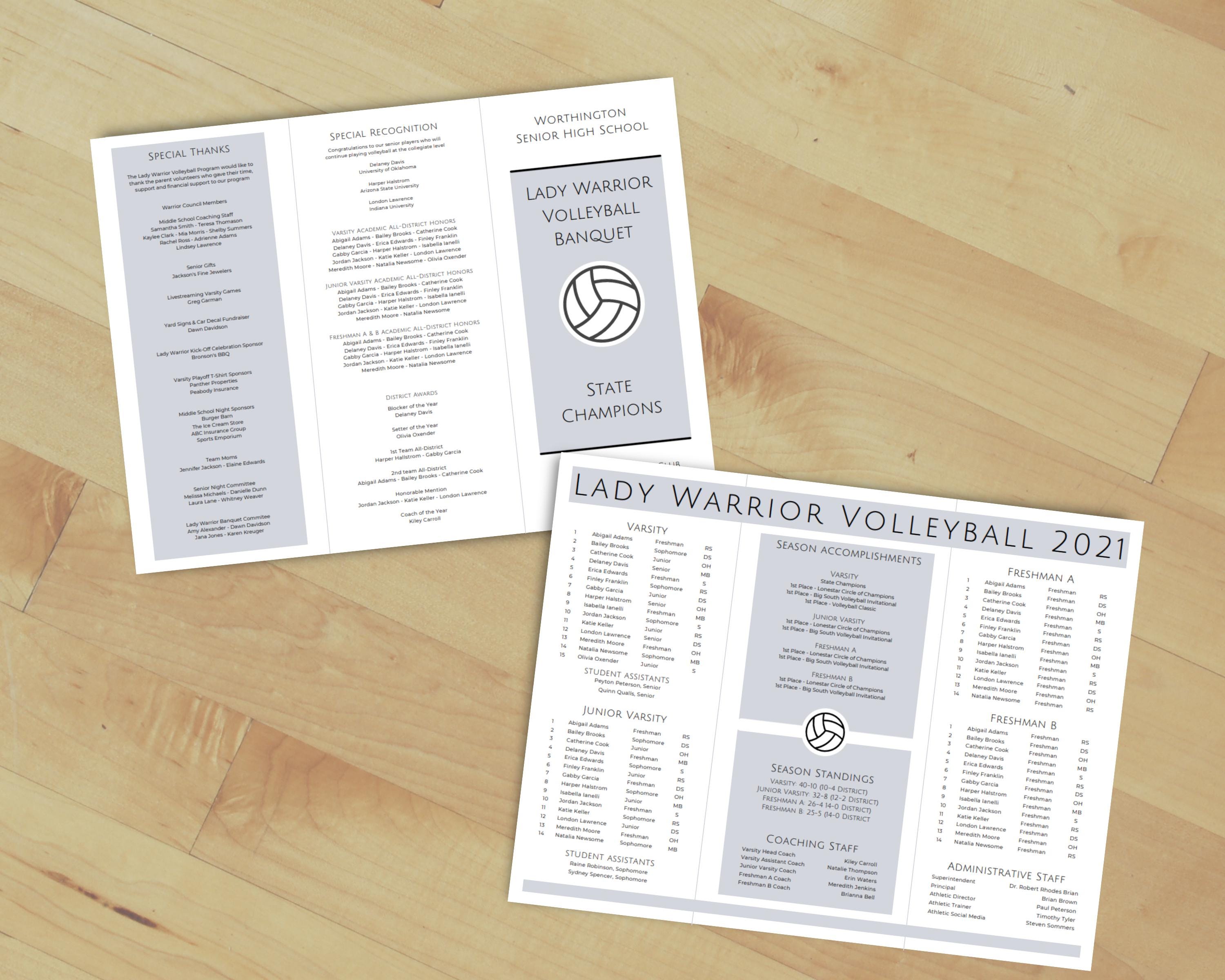 Fold Programs Tri-fold Program Template, Editable Landscape Orientation Folded ...