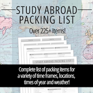 Studeren in het buitenland paklijst, paklijstplanner, inpakchecklist, organisatie afdrukbaar, paklijst universiteit direct downloaden afdrukbaar