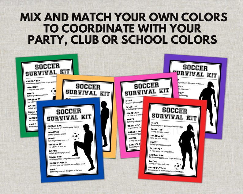 Editable Soccer Survival Kit Tags, Boys & Girls Soccer Game Day Treat ...