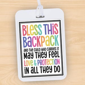 Rucksack-Segen Geschenkanhänger, Segne diesen Rucksack, Schulgebetskarten, Sonntagsschule Erster Schultag PTO PTA, religiöse Geschenke