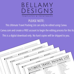 Ultimate Travel Packing List, Printable Packing Planner List Planner ...