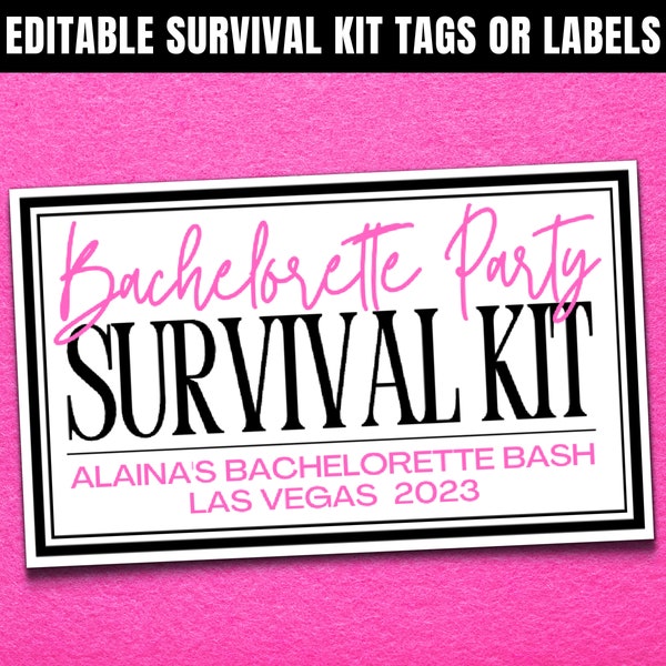 Bachelorette Party Survival Kit Gift Tags Labels, Welcome Bag Party Favors, Bach Bash I Do Crew, Hen Party Hangover Kit, Bachelorette Kit