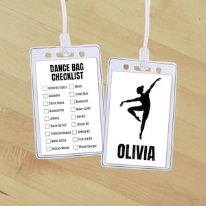 Editable Dance Bag Tag Insert, Custom Dance Equipment Gear Checklist Name Tag, School & Club Sports Backpack Tag, Dance Packing List