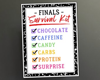 Finals Survival Kit Tags, High School College Student Finals Care Package Kit, Daughter Son Gift for Finals Week Semester Exam Test Gift Tag