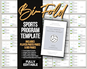 Multi-Page Bi-Fold Program Template, Sports Team Program or Church Program, Wedding and School Program Bi-Fold Brochure, Program Template