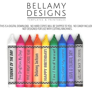 EDITABLE Crayon Rolo Wrappers, Party Favor Snack Treat, Back to School ...