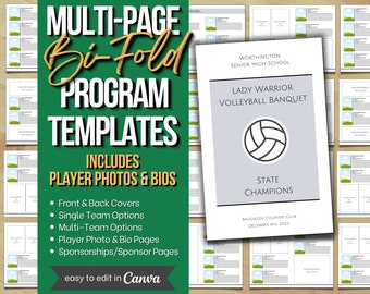 Multi-Page Bi-Fold Program Template, Sports Team Program or Church Program, Wedding and School Program Bi-Fold Brochure, Program Template