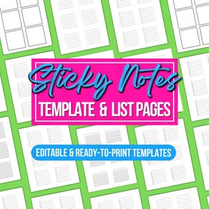 Benutzerdefinierte Haftnotizvorlage, Haftnotizen zum Ausdrucken, Haftnotizen, selbstklebende Haftnotizen, personalisierte Notizen, Planerdrucksachen