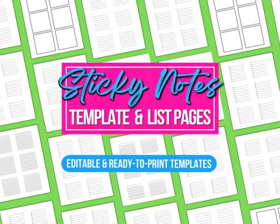 Custom Sticky Note Template, Sticky Notes Printable, Stick It Notes, Adhesive Peel and Stick Notes, Personalized Notes, Planner Printables
