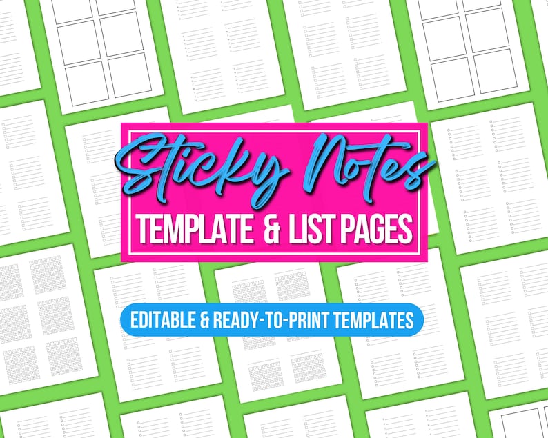 Custom Sticky Note Template, Sticky Notes Printable, Stick It Notes, Adhesive Peel and Stick Notes, Personalized Notes, Planner Printables image 1