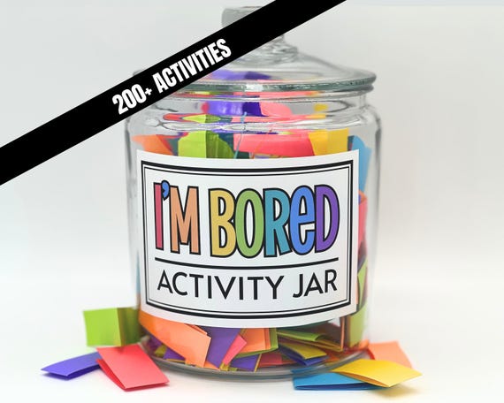 I'm Bored Jar Printable, Kids Boredom Busters for Summer Vacation, I am Bored Bucket List, Summer Activity To Do List, Boredom Jar Cards