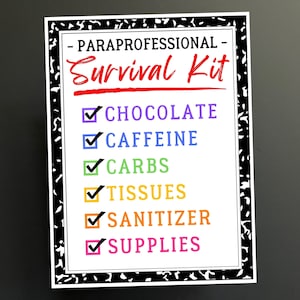 Étiquettes cadeaux pour kit de survie pour paraprofessionnel, appréciation pour éducateur paraprofessionnel, sacs cadeaux et idée cadeau de remerciement, cadeaux imprimés avec étiquette de sac