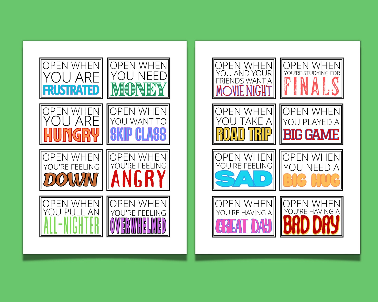 Open When Letters Printable Envelope Labels or Cards College - Etsy