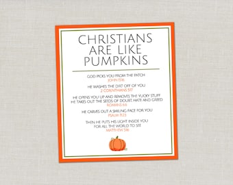 Etiqueta "Los cristianos son como calabazas", Etiqueta para tallar calabazas cristianas, Etiquetas de Halloween para la escuela, Actividad de Halloween para niños, Halloween religioso