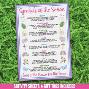 Easter Symbols & Christian Activity Sheet Printable, He is Risen Jesus is the Reason, Easter Egg Hunt, Sunday School or Classroom Activity