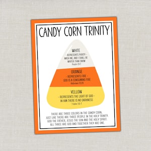 Christian Halloween Treat Tags, Candy Corn Trinity Tag, Treat Bags for Kids, Halloween Party Favors, Printable Church School Treat Tags,