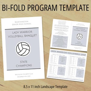 Bi-Fold Program Template, Printable and Editable Folded Program Template, Instant Download, Customizable, Sports Program Bi-Fold Program