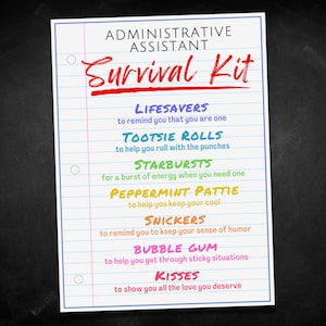 Etiquetas de regalo para el kit de supervivencia del asistente administrativo, etiquetas de agradecimiento para el día de los profesionales administrativos, etiquetas de regalo para el día de las secretarias