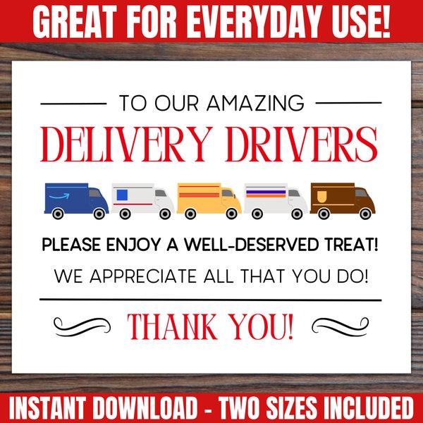 Everyday Use Delivery Driver Thank You Sign Printable, Year Round Package Delivery Sign, Take a Snack Sign, Mail Carrier Package Delivery