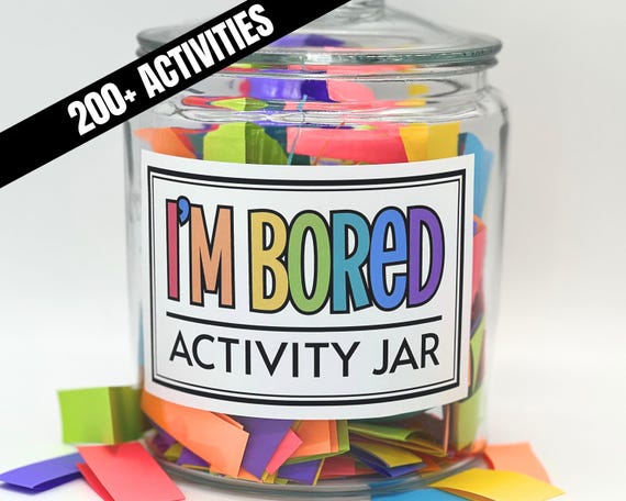 I'm Bored Jar Printable, Kids Boredom Busters for Summer Vacation, I am Bored Bucket List, Summer Activity To Do List, Boredom Jar Cards