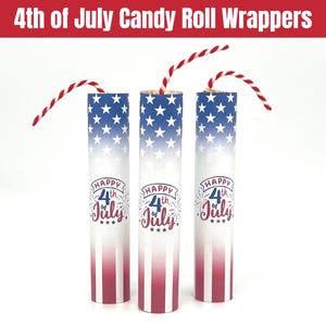 Involucri di petardi di caramelle del 4 luglio, involucri di barrette di caramelle patriottiche, sacchetti regalo per la festa dell'indipendenza con fuochi d'artificio rossi, bianchi e blu