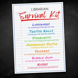 Etiquetas de presente para kit de sobrevivência de bibliotecário, cartões de agradecimento para bibliotecários, etiqueta de sacola de brindes para lembrancinhas de festa para bibliotecários, presente para amantes de livros