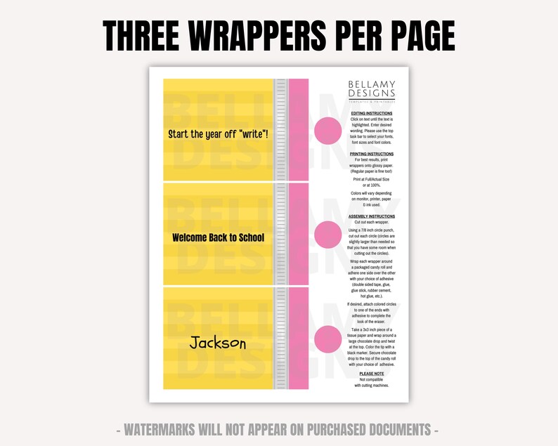 Pencil Candy Roll Wrapper, Staff Appreciation Treat, Welcome Back to ...