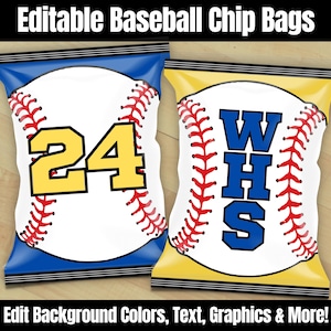 Baseball-Chip-Tasche, Goodie-Bag-Gastgeschenke, ideal für Baseball-Mama-Player-Teams-Trainer, bearbeitbare Chiptasche zum Ausdrucken, Coaching-Vorlagen