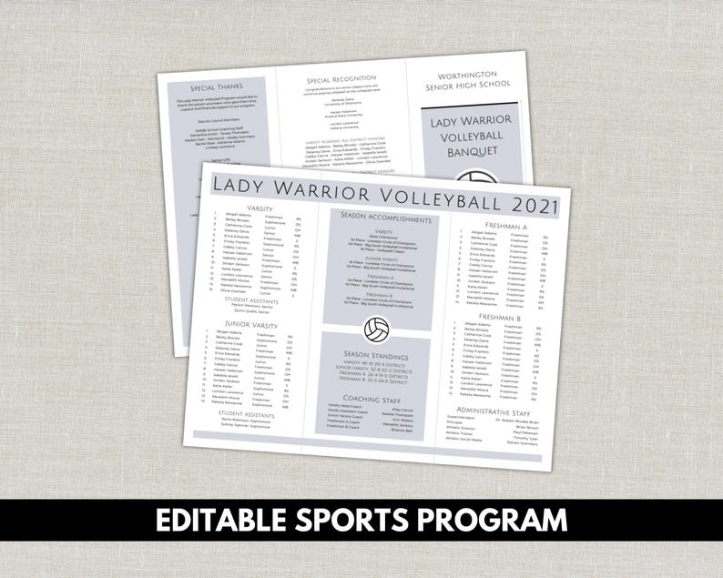 Fold Programs Tri-fold Program Template, Editable Landscape Orientation Folded ...