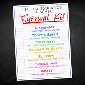 Special Edukation Lehrer Survival Kit Geschenkanhänger, Special Ed. Anerkennung Danke, Mitarbeiter Mitarbeiter Leckerli Goodie Bag Tag für Party Favors
