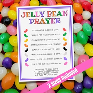 Jelly Bean Prayer Poem Printable, Religious Gift Tags, Easter Basket Stuffer, Easter Party Favor Snack Treat, School or Church Prayer Card