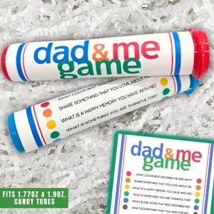 Dad and Me-spel, snoepverpakking afdrukbaar, vaderdagactiviteit, mini snoeppapiertje, goodiebag feestartikelen, leuk spel voor vader en kinderen